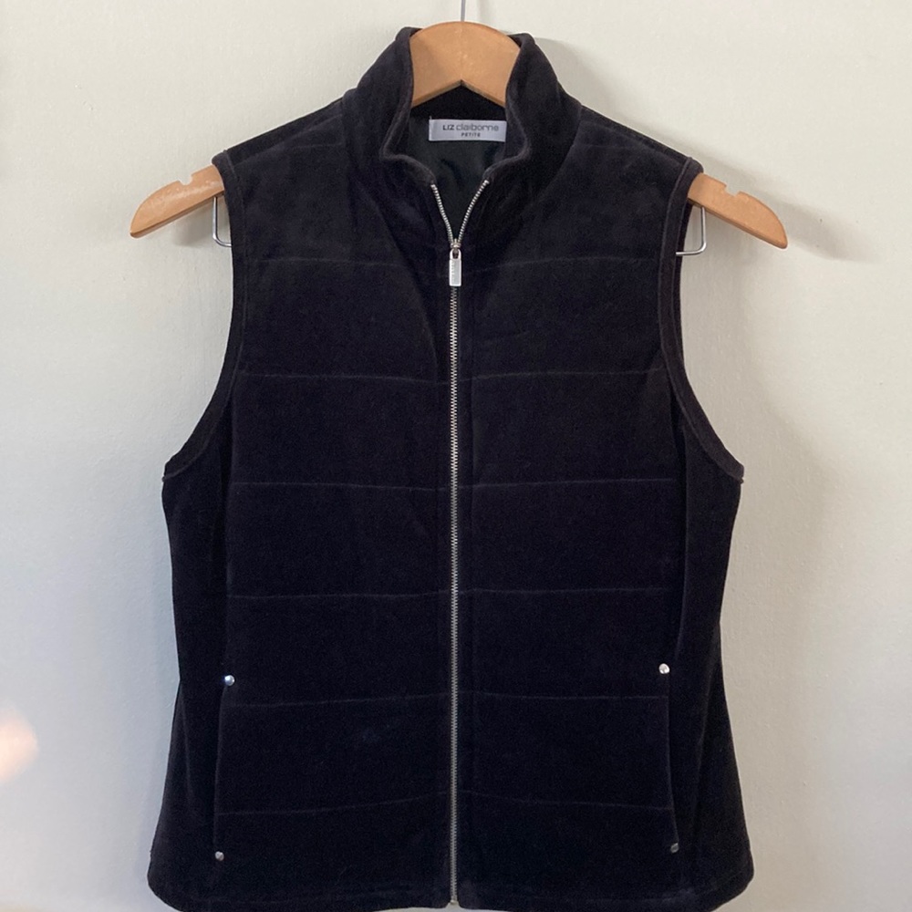 EUC Liz Claiborne • Cozy SOFT Velvet Lined Cotton Vest 2 Pockets Ladies Size PS - Picture 1 of 8